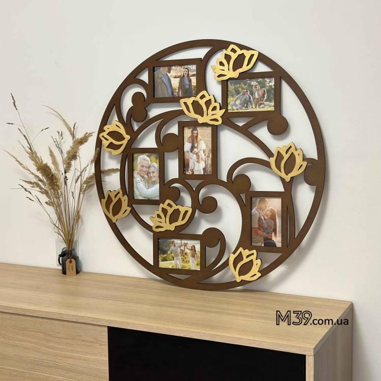 Фоторамка на 6 фото з дерева Магнолія, Колаж з улюблених фото