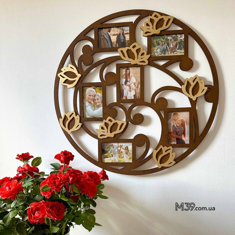 Фоторамка на 6 фото з дерева Магнолія, Колаж з улюблених фото