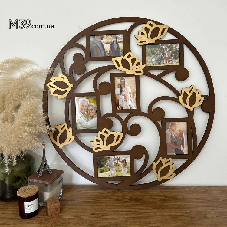 Фоторамка на 6 фото з дерева Магнолія, Колаж з улюблених фото