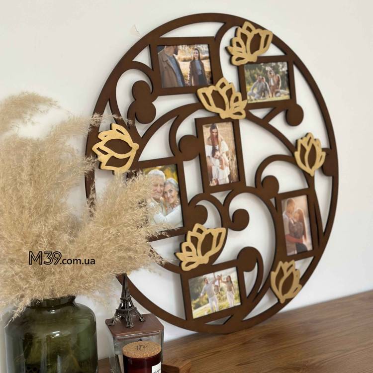 Фоторамка на 6 фото з дерева Магнолія, Колаж з улюблених фото