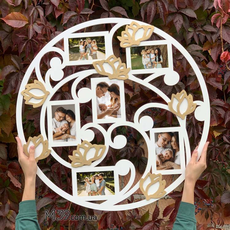 Фоторамка на 6 фотографий из дерева "Магнолия", Коллаж с любимыми снимками m39.com.ua Фоторамка на 6 фотографий из дерева "Магнолия", Коллаж с любимыми снимками