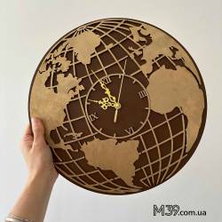 Подарок железнодорожнику: деревянные лофт-часы «Карта мира»