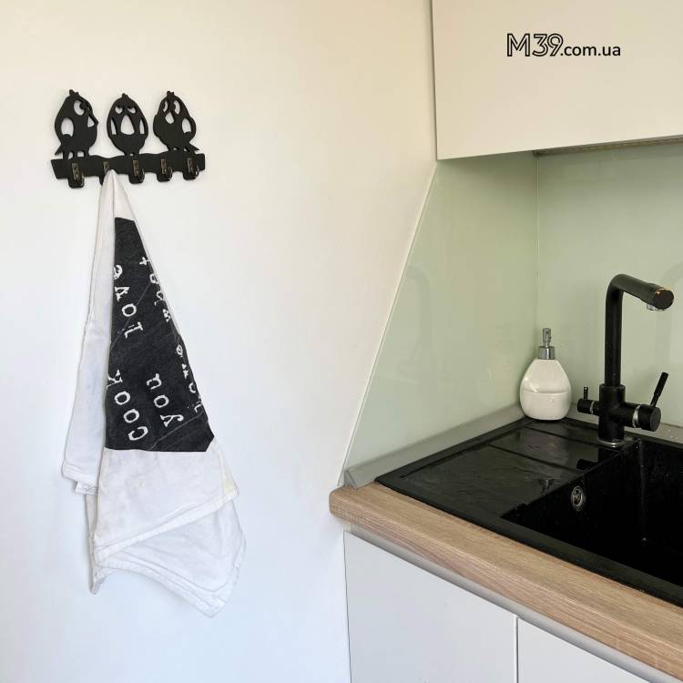 Ключница настенная для ключей из дерева для дома с 3 птичками