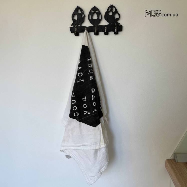 Ключница настенная для ключей из дерева для дома с 3 птичками