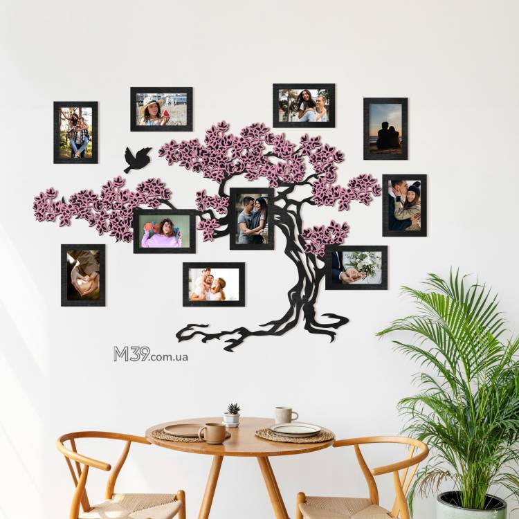 Декор на Кухню на Стіну - Сімейне дерево "Сакура", композиція з фоторамок