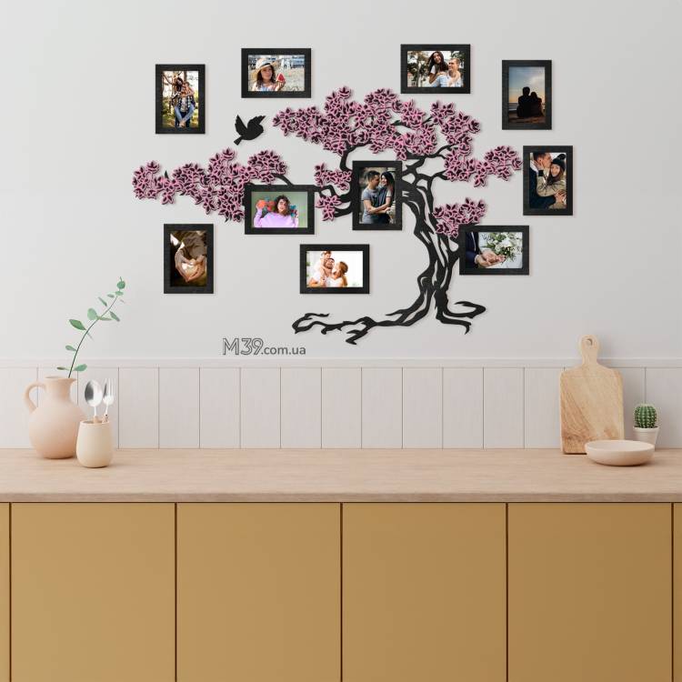 Декор на Кухню на Стіну - Сімейне дерево "Сакура", композиція з фоторамок