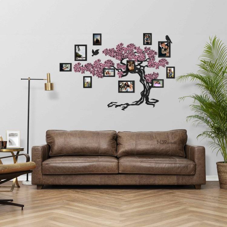Декор в гостинную на стену - Семейное дерево "Сакура", композиция из фоторамок