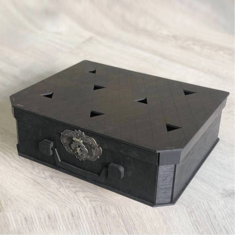 Коробка Чорна Валізка з дерева