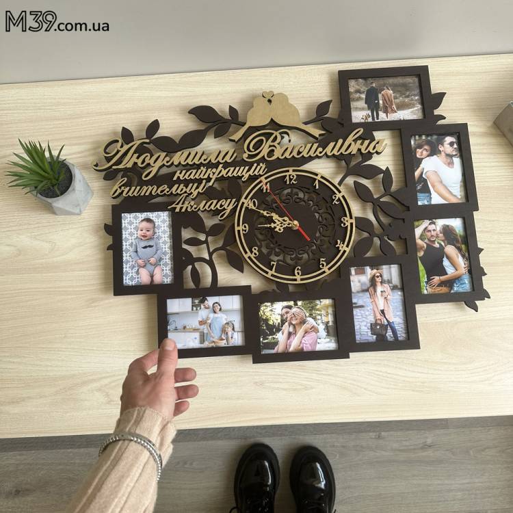Подарунок вчителю, рамка для фото з годинником Найкращому вчителю