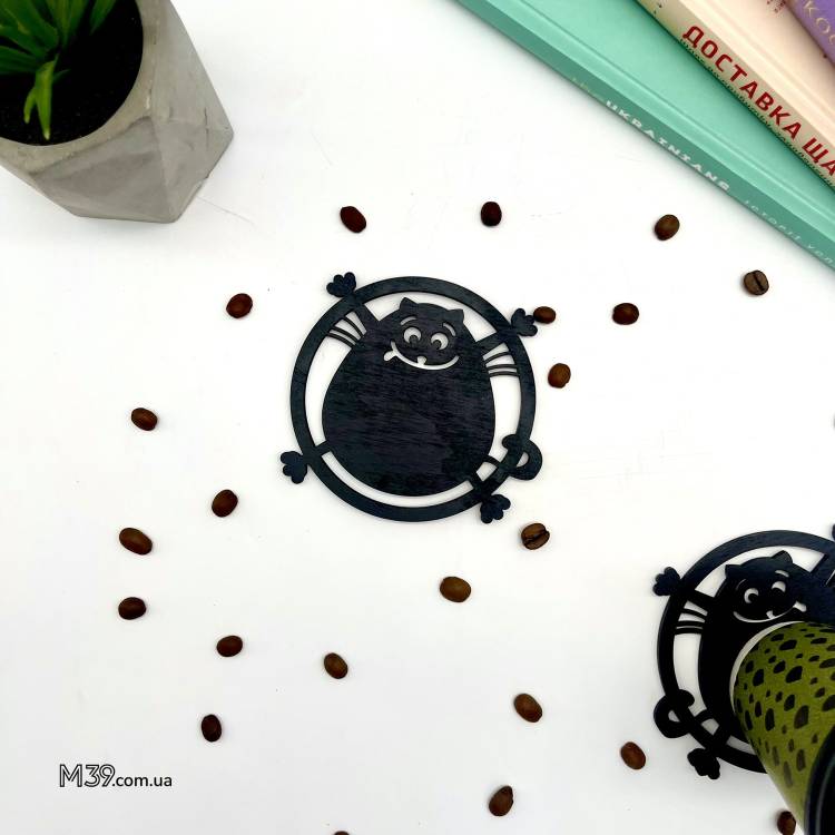 Підставки під гаряче, костер з дерева "Веселі котики" 