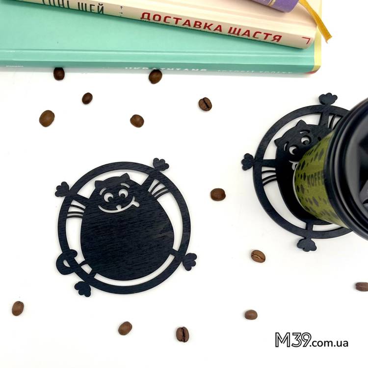 Підставки під гаряче, костер з дерева "Веселі котики" 