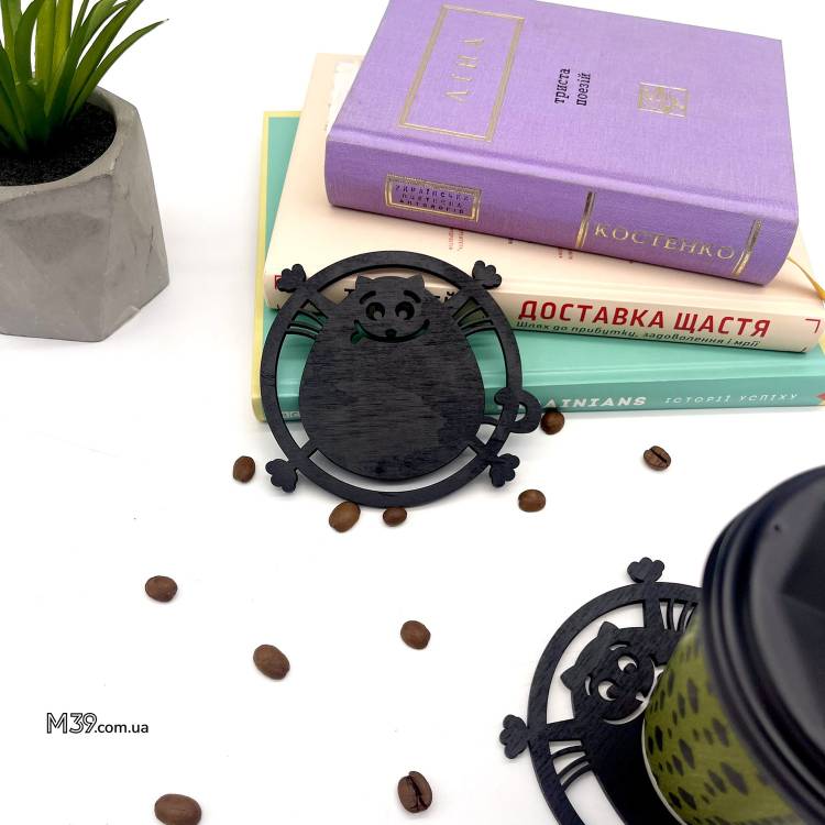 Підставки під гаряче, костер з дерева "Веселі котики" 