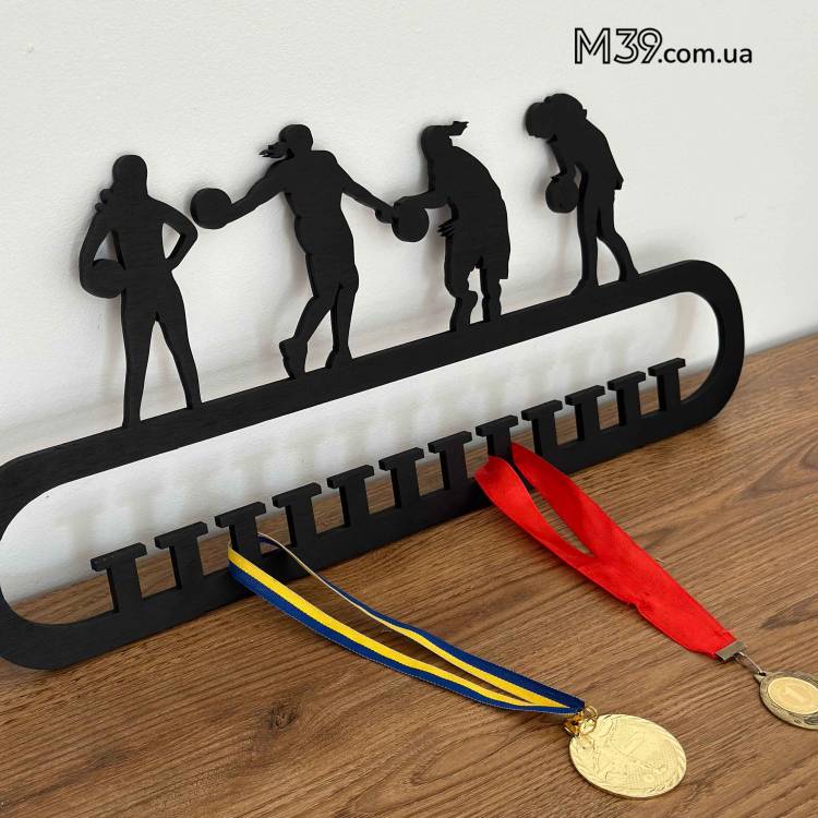 Медальница из дерева баскетбол для девочки