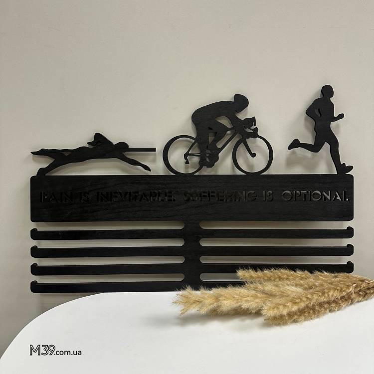 Медальница из дерева триатлон