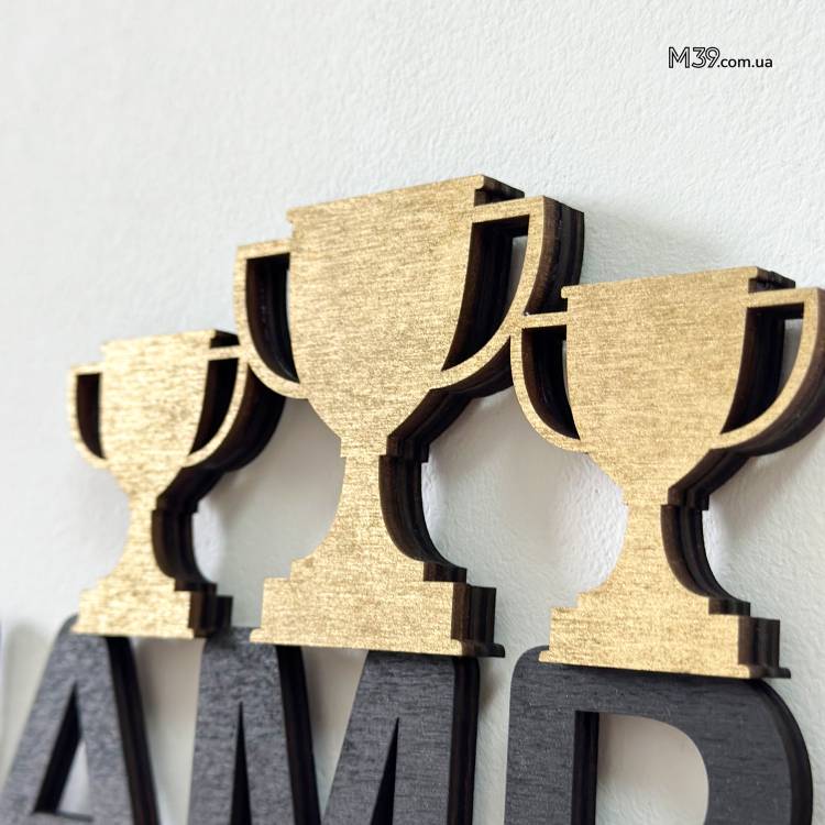 Подарунок дитині на Різдво - Медальниця з дерева Чемпіон