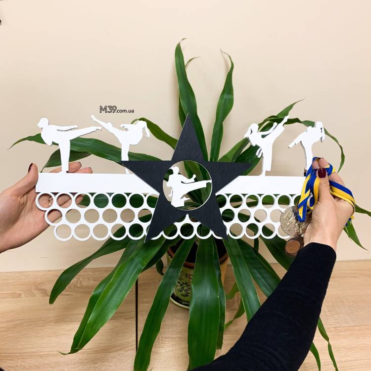 Медальница из дерева "Карате"