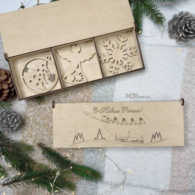 Новогодняя коробка для игрушек на елку "С Новым Годом" 9 штук m39.com.ua Новогодняя коробка для игрушек на елку "С Новым Годом" 9 штук