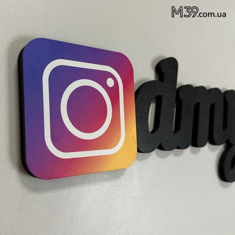 Нікнейм з Логотипом Інстаграм з Дерева з Кольоровим Друком