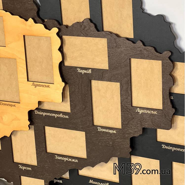 Карта Украины с фоторамками настенный деревянный декор m39.com.ua Карта Украины с фоторамками настенный деревянный декор