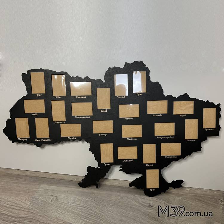 Карта Украины с фоторамками настенный деревянный декор m39.com.ua Карта Украины с фоторамками настенный деревянный декор