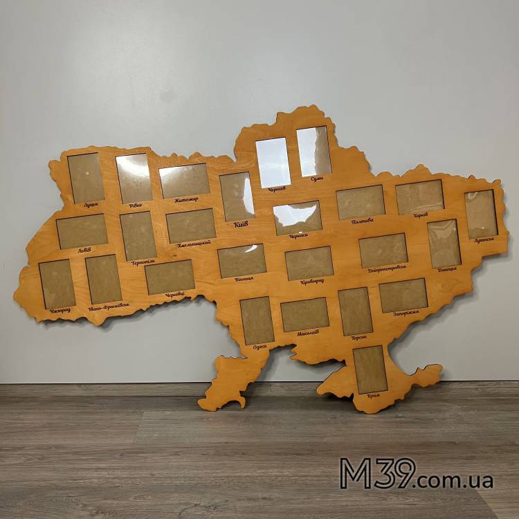 Карта Украины с фоторамками настенный деревянный декор m39.com.ua Карта Украины с фоторамками настенный деревянный декор