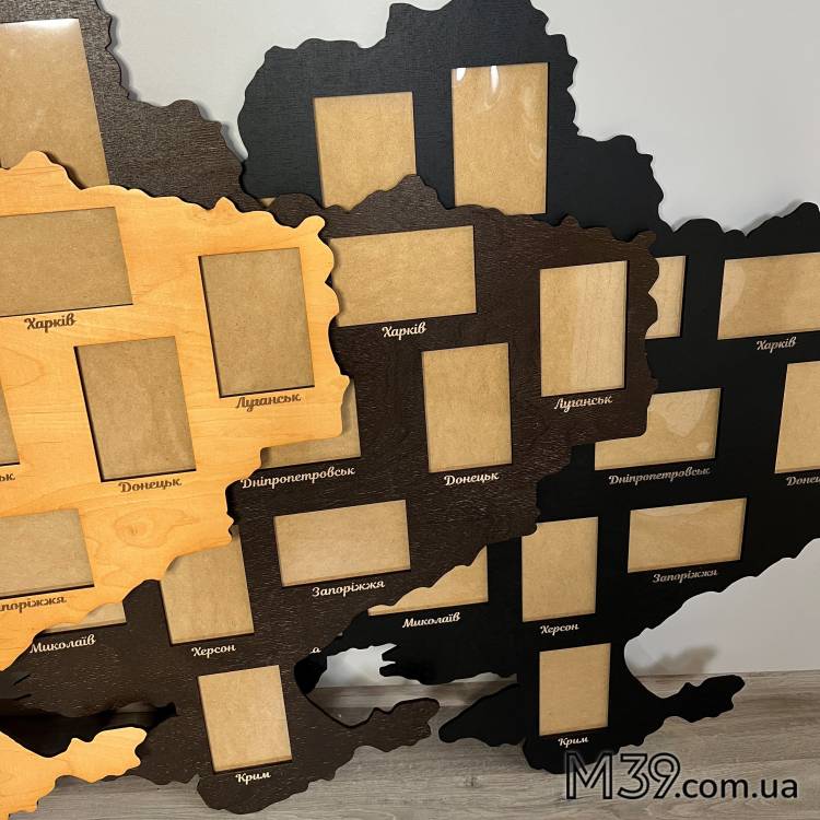 Карта Украины с фоторамками настенный деревянный декор m39.com.ua Карта Украины с фоторамками настенный деревянный декор