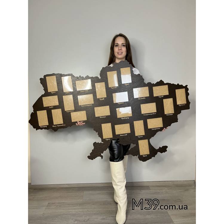 Карта Украины с фоторамками настенный деревянный декор m39.com.ua Карта Украины с фоторамками настенный деревянный декор