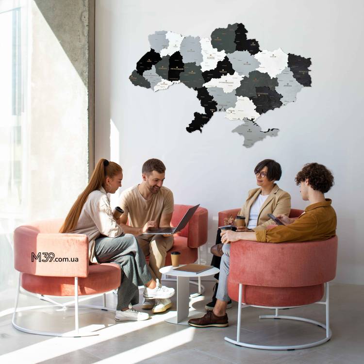 Декор з дерева на стіну - 3D Карта України