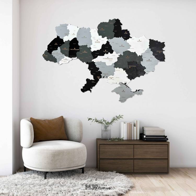 Декор з дерева на стіну - 3D Карта України