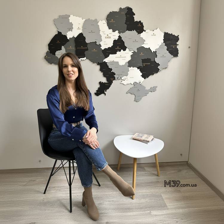 Декор з дерева на стіну - 3D Карта України