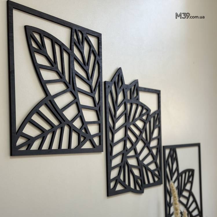 Декор лофт из дерева на стену - панно "Листочки Минимализм"