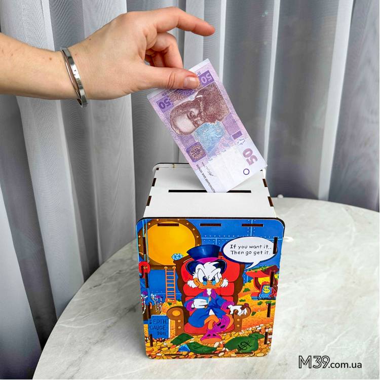 Подарунок Племіннику - скарбничка "Скрудж Макдак" з дерева