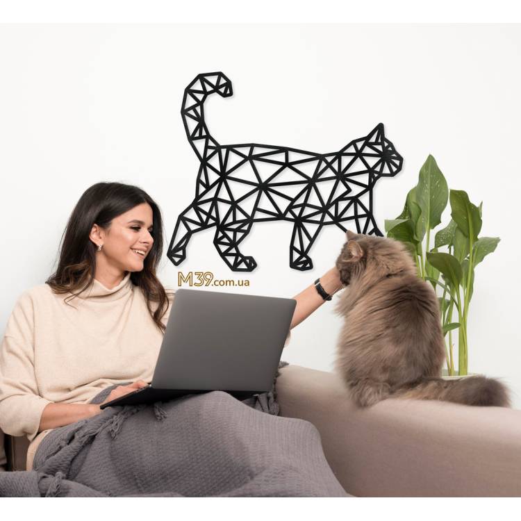 Декоративное деревянное панно Котик