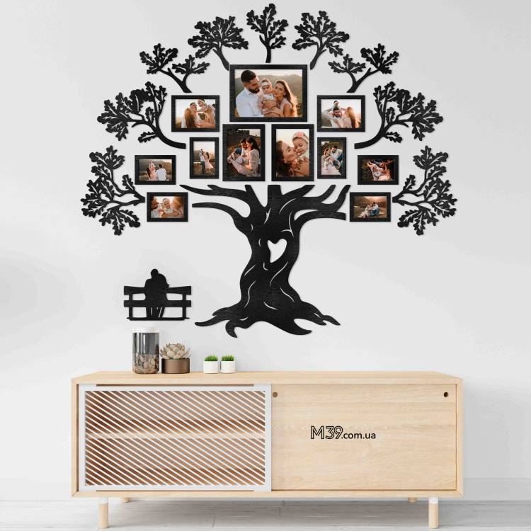 Декор в Гостиную на Стену - семейное дерево "Дуб", композиция из фоторамок m39.com.ua Декор в Гостиную на Стену - семейное дерево "Дуб", композиция из фоторамок