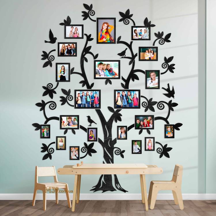 Декор для школы на стену - семейное дерево "Великое", коллажи из фоторамок