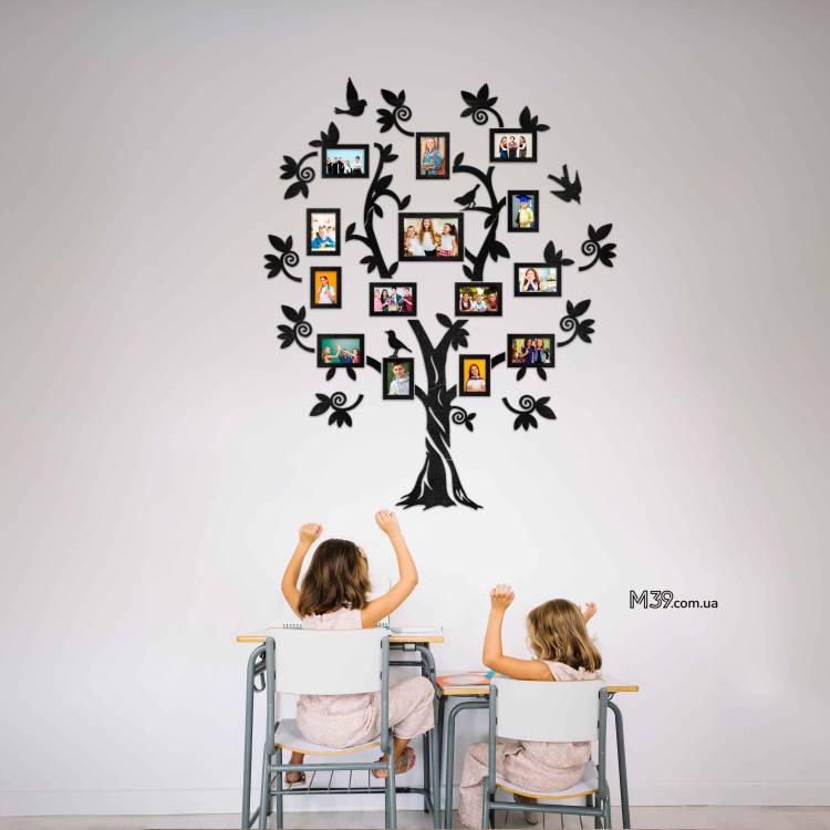 Декор для школы на стену - семейное дерево "Великое", коллажи из фоторамок
