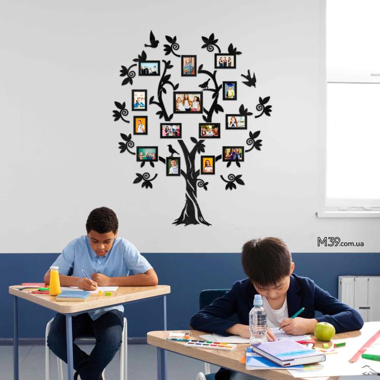 Декор для школы на стену - семейное дерево "Великое", коллажи из фоторамок