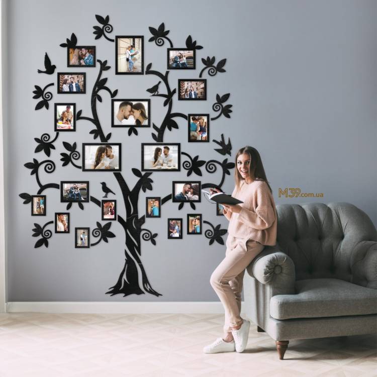 Фоторамка Велике родинне дерево з пташками та гілочками m39.com.ua Фоторамка Велике родинне дерево з пташками та гілочками