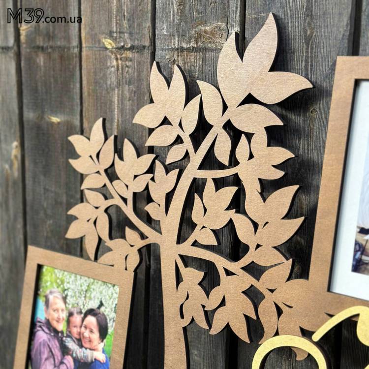 Фоторамка Сімейна з Деревом на 8 фото з двошаровим написом