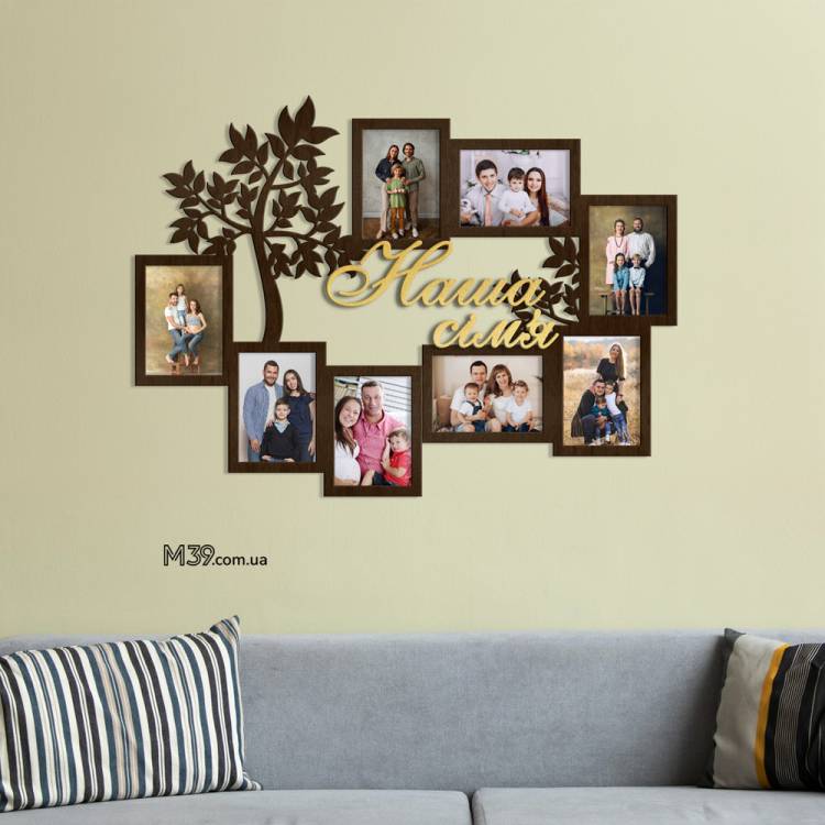 Фоторамка Сімейна з Деревом на 8 фото з двошаровим написом m39.com.ua Фоторамка Сімейна з Деревом на 8 фото з двошаровим написом