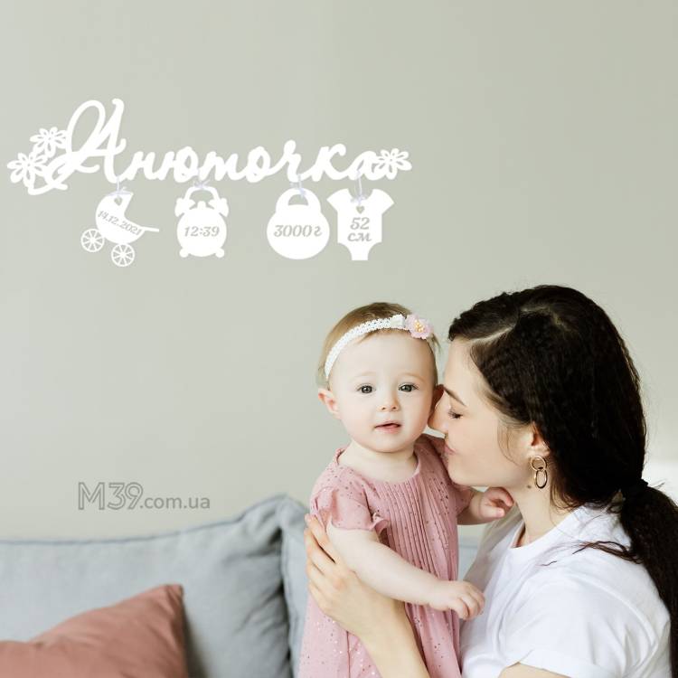  Детская Метрика Именная с Цветами или Звездочками