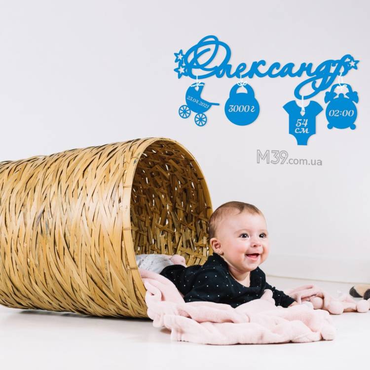  Детская Метрика Именная с Цветами или Звездочками