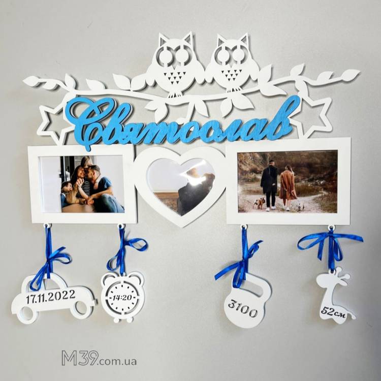 Дитяча метрика на 3 фото Совушки