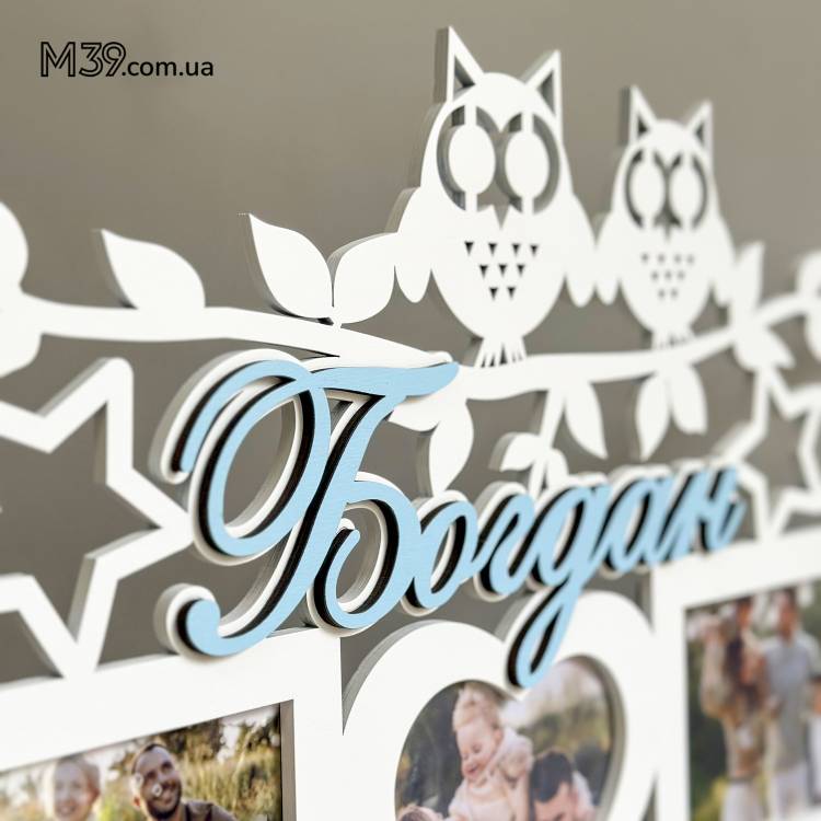 Дитяча метрика на 3 фото Совушки