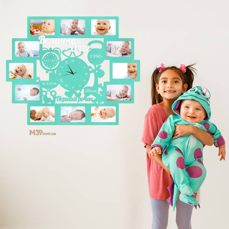 Дитяча метрика Годинник з Жирафкою