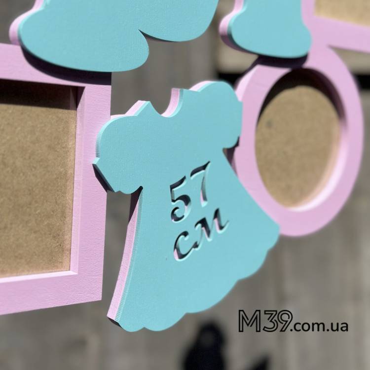 Дитяча Метрика з Фоторамками Сердечками і Кружечками