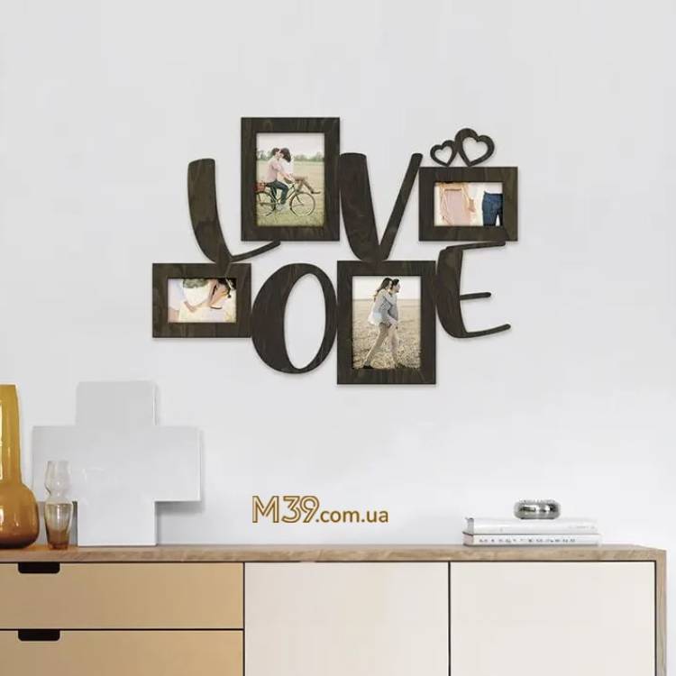 Романтична Фоторамка "Love" з дерева горизонтальна