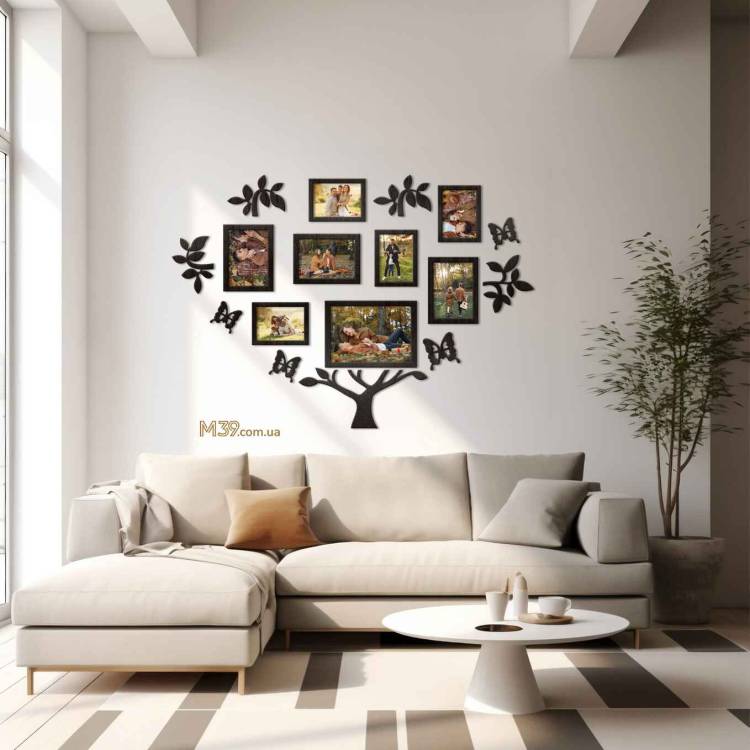 Подарунок на Пасху Батькам - Сімейне Дерево з Метеликами, композиція з фоторамок m39.com.ua Подарунок на Пасху Батькам - Сімейне Дерево з Метеликами, композиція з фоторамок
