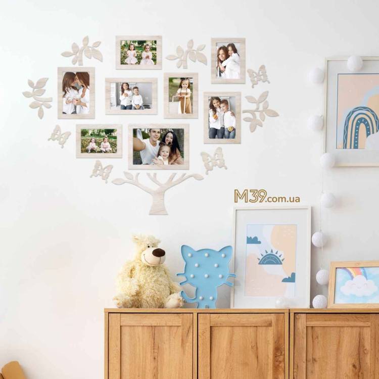 Подарунок на Пасху Батькам - Сімейне Дерево з Метеликами, композиція з фоторамок m39.com.ua Подарунок на Пасху Батькам - Сімейне Дерево з Метеликами, композиція з фоторамок