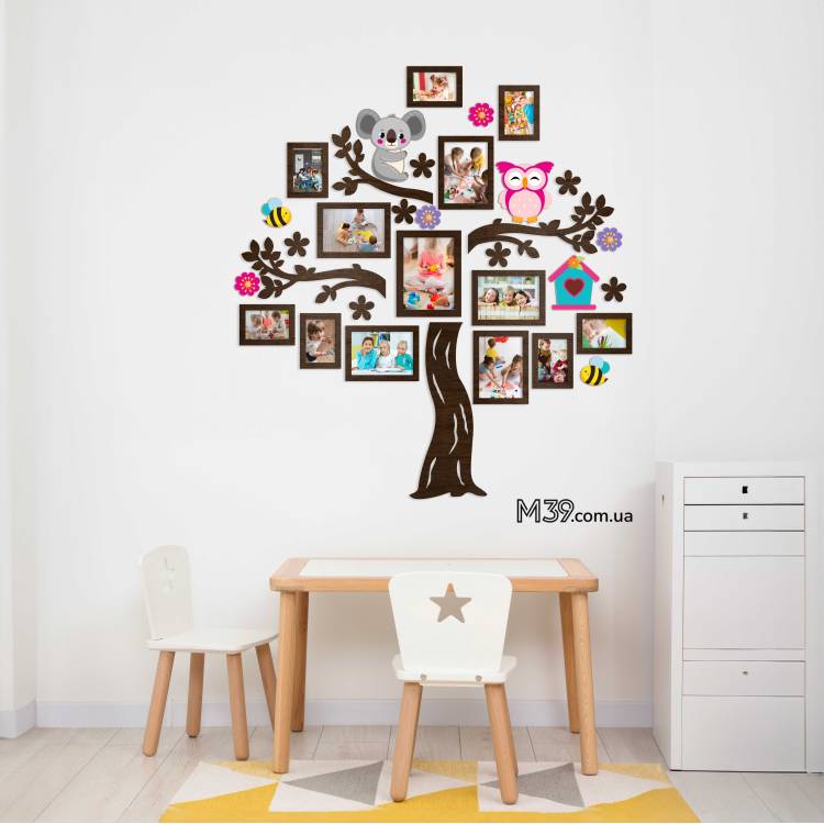 Декор в Садок на Стіну - Сімейне Дерево "Лісова Казка", Композиція з Фоторамок